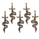5pcs 5 colors Alloy Charm Snake Sword Charms Pendant Designer Charms For Jewelry Making DIY Jewelry Findings 54*18mm M99