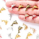 10pcs 6 colors dolphin Charms metal animal Earring necklace Pendants for Jewelry Making DIY Handmade Craft 15*17mm D7132
