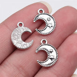 20pcs 15x12mm 2 Colors Antique Bronze Color Antique Silver Color Moon Stars Charms For DIY Jewelry Making