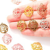 15pcs 7 Color Double hole flower Charm for Bracelet Necklace earring Pendant  DIY Handmade Jewelry Accessories 23*18mm Q1161