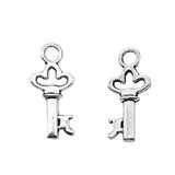 40pcs 8x16mm 2 Colors Antique Bronze Color Antique Silver Color Key Charms For DIY Jewelry Making