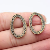 20pcs 28x18mm 3 Colors Hammered Irregular Oval Circle Pendant
