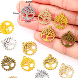 5 colors 30pcs Metal Life Tree Charms Antique Silver Plated Pendant For Jewelry Making Round Tree Necklace Charm 18*16mm Q246
