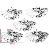 5pcs 5 Color Charms Fan 40x24mm Pendants Antique necklace Jewelry Making DIY Handmade Craft