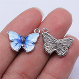 10pcs 19x15mm Rhodium Color Butterfly Charms For DIY Jewelry Making