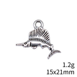 10pcs 15x21mm 2 Colors Antique Bronze Color Antique Silver Color Sailfish Charms For DIY Jewelry Making