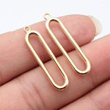 20pcs 33x7.8mm 4 Colors Kc Gold Color Rhodium Color Hollowed-Out Oval Geometric Charms For DIY Jewelry Making