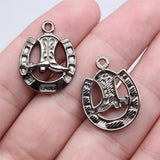 10pcs 25x19mm Gun Black Color Cowboy Boots Horse Shoe Charms For DIY Jewelry Making