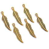 30 pcs 7 colors Feather Charms for Earring necklace Metal Pendant Fit bracelet necklace earring Jewelry making 27*6mm D320