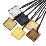 5pcs 6Color square Necklace Charm DIY Setting Cabochon Cameo Base Tray Bezel Blank Fit 25mm Cabochons Jewelry Making 36*31mm C47