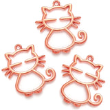 10pcs 5colors Zinc alloy Filigree Stamping Pendants cat Hollow Metal Charms DIY Necklace earrings Jewelry Accessories 28mmx 25mm