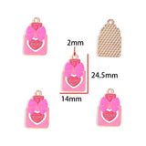 20-Piece Heart-Shaped Pink Valentine's Day Alloy Enamel Pendant DIY Necklace Bracelet Charms Jewelry Making Accessories W627