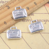 10 Uds. De dijes, bolsas de viaje, pares de bolsas de viaje de Londres, 14x16x4mm, Color plata antigua, fabricación DIY, colgantes tibetanos hechos a mano