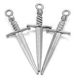 10pcs 5 Color Alloy Antique Knight Sword Charms for Jewelry Making DIY Handmade game Weapons Personality Necklace Pendant