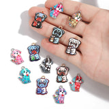 5pcs 21*15mm/23*15mm 14 colors Enamel Alloy dog Charm Earring Pendant DIY Keychain Necklace Jewelry Accessories W533