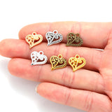 20pcs 6 Color hollow out heart shaped Charm for Necklace Keyring Pendant DIY Handmade Jewelry Accessories 15*14mm A02
