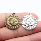 10pcs 29x25mm 2 Colors Antique Bronze Color Antique Silver Color Face Sun Moon Charms For DIY Jewelry Making