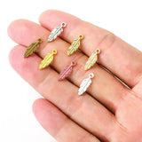 50pcs 7 Colors Zinc Alloy Small Feathers Charms DIY earring bracelet Jewelry Findings Jewelry Accessories 15x5mm