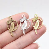 20pcs 29x15mm 3 Colors Antique Bronze Color Antique Silver Color Antique Gold Color Double-Sided Flower And Bird Charms