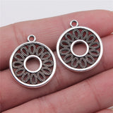 10pcs 24x21mm 3 Colors Antique Bronze Color Antique Silver Color Kc Gold Color Round Hollow Circle Earrings Charms