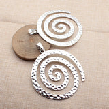 1pcs 98x79mm 2 Colors Antique Silver Color Antique Gold Color Large Hammered Swirl Pendant For DIY Jewelry Making