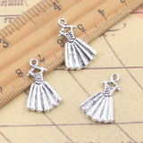20 piezas dijes falda tela 21x14mm colgantes de Color plata antigua fabricación DIY joyería tibetana hecha a mano