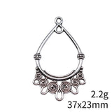 10pcs 37x23mm Antique Silver Color Drop Earring Connector Pendant For DIY Jewelry Making Handmade Jewelry Findings