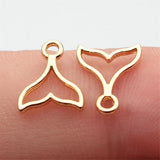 40pcs 12x9.7mm 5 Colors Hollow Whale Tail Charms For DIY Jewelry Making