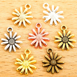 30pcs 7 colors sunflower Charms for Fashion Earrings Necklaces Bracelet Pendants DIY Jewelry Making Accessories 15*12mm Q1153