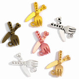20pcs 6 Colors Mini tableware Spoon fork Dining knife Charms DIY Clothing luggage accessories Jewelry Making 21*14mm J505