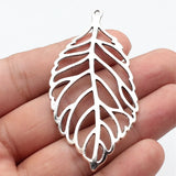 2pcs 72x36mm 2 Colors Antique Bronze Color Antique Silver Color Hollow Leaves Charms For DIY Jewelry Making