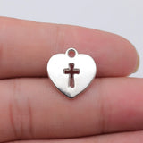 20pcs 17x16mm 6 Colors Heart Cross Charms For DIY Jewelry Making