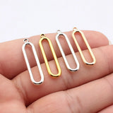 20pcs 33x7.8mm 4 Colors Kc Gold Color Rhodium Color Hollowed-Out Oval Geometric Charms For DIY Jewelry Making