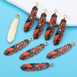 10Pcs Alloy Bohemian Ethnic Style Charms Colorful Enamel Feather For Earrings Pendant DIY Jewelry Craft Alloy Accessorie 9*38mm
