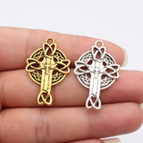 10pcs 24x37mm 2 Colors Antique Silver Color Antique Gold Color Celtic Knot Cross Charms For DIY Jewelry Making