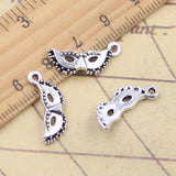 Dijes de 20 piezas para mascarilla de fiesta, colgantes de Mardi Gras, Color plateado tibetano, fabricación de joyas antiguas, artesanía hecha a mano, 20x9mm