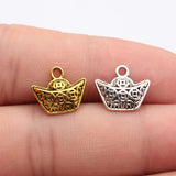 20pcs 14x12mm 2 Colors Antique Silver Color Antique Gold Color Coin Ingot Charms For DIY Jewelry Making