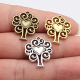 10pcs 23x20mm 3 Colors Antique Bronze Color Antique Silver Color Antique Gold Color Hollow Out Heart Tree Pendant