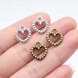 20pcs 14x12mm 2 Colors Antique Bronze Color Antique Silver Color Heart Charms For DIY Jewelry Making