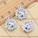 Colgantes de plata tibetana para fabricación de joyas, 10 piezas, 18x15mm, huevos de Nido de Pájaro Golondrina, fabricación de joyas antiguas, artesanía hecha a mano