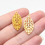 20pcs 27x12mm 2 Colors Antique Silver Color Gold Color Leaf Charms For DIY Jewelry Making