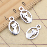 Colgantes de plata tibetana para fabricación de joyas, colgantes de gato encantador, fabricación de joyas antiguas, artesanía hecha a mano DIY, 16x9mm, 20 piezas