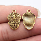 10pcs 22x15mm 2 Colors Antique Silver Color Antique Gold Color Cross-Patterned Skull Charms For DIY Jewelry Making