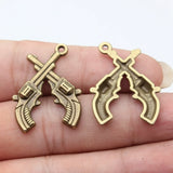 10pcs 31x23mm 2 Colors Antique Bronze Color Antique Silver Color Double Gun Charms For DIY Jewelry Making