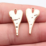 10pcs 27x14mm 5 Colors Hammered Long Heart Charms For DIY Jewelry Making