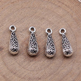 20pcs 15x5x5mm Antique Silver Color Carved Water Drop Charms Accessories For DIY Jewelry Making Jewelry Findings