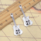 10 Uds. De dijes de esqueleto, calavera de guitarra, 41x15x5mm, colgantes de Color plata antigua, fabricación de joyería tibetana hecha a mano DIY