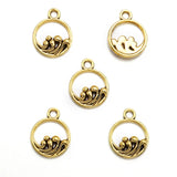 40pcs 4 Color Sea Wave Charms Round Pendant For Bracelets Necklace Jewelry Making DIY Handmade Alloy Accessorie 13.5x11mm B1109