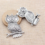 1pcs 79x56mm 2 Colors Antique Bronze Color Antique Silver Color Owl Charms For DIY Jewelry Making