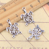 30 Uds. De dijes de tortuga marina, tortuga oceánica, 21x15mm, colgantes de Color plata antigua, fabricación de joyería tibetana hecha a mano DIY